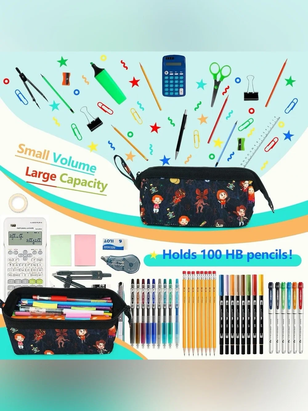 NWT Stranger Things Cartoon Graphic Pencil Case